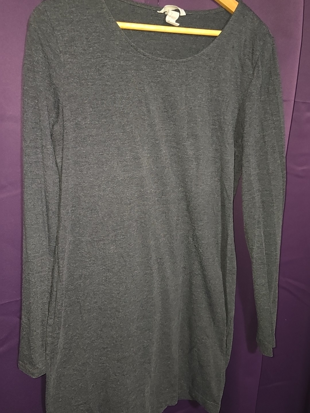 Women’s Long Sleeve Scoop Neck Dress- Gray